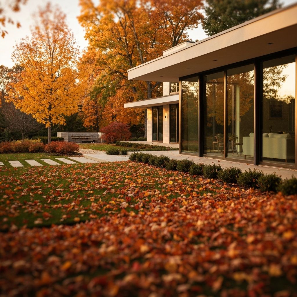 Luxury estate exterior during autumn season along Utah’s Wasatch Front